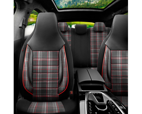 Universal Fabric 'CityBug' Seat Cover Set 'Sports' Black/Gray/Red - 9-piece, Image 2