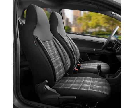 Universal Fabric 'CityBug' Seat Cover Set 'Sports' Black/Gray/White - 9-piece, Image 4