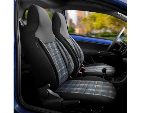 Universal Fabric 'CityBug' Seat Cover Set 'Sports' Black/Grey/Blue - 9-piece