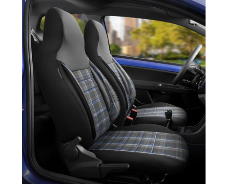 Universal Fabric 'CityBug' Seat Cover Set 'Sports' Black/Grey/Blue - 9-piece, Image 4