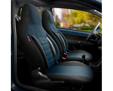 Universal Fabric CityBug Seat Cover Set Sport Plus Black/Blue - 9-piece