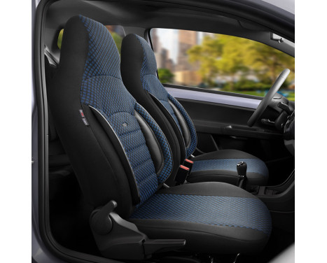 Universal Fabric CityBug Seat Cover Set Sport Plus Black/Blue - 9-piece, Image 3