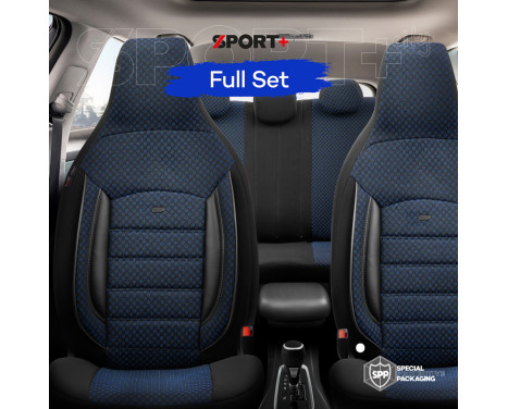 Universal Fabric CityBug Seat Cover Set Sport Plus Black/Blue - 9-piece, Image 10