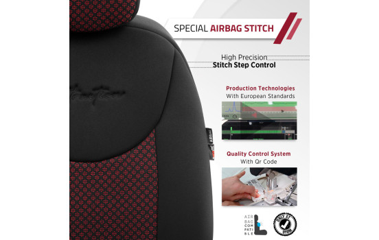 Universal Fabric Seat Cover Set 'Attraction' Black/Burgundy Red - 11-Piece, Image 7
