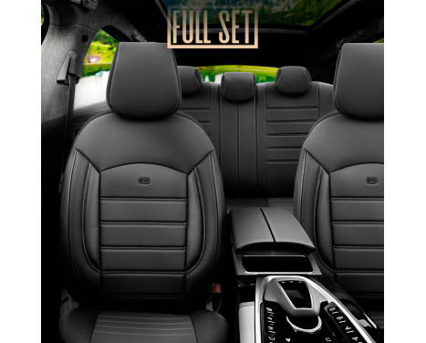 Universal Full Leather Seat Cover Set 'Inspire' Black - 11-piece - suitable for Side Airbags, Image 4