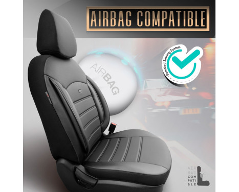 Universal Full Leather Seat Cover Set 'Inspire' Black - 11-piece - suitable for Side Airbags, Image 6