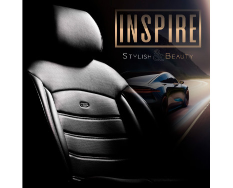 Universal Full Leather Seat Cover Set 'Inspire' Black - 11-piece - suitable for Side Airbags, Image 9