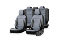 Universal Full Leather Seat Cover Set 'Inspire' Black/Grey - 11-piece