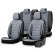 Universal Full Leather Seat Cover Set 'Inspire' Black/Grey - 11-piece