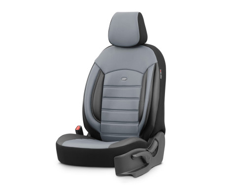 Universal Full Leather Seat Cover Set 'Inspire' Black/Grey - 11-piece, Image 2