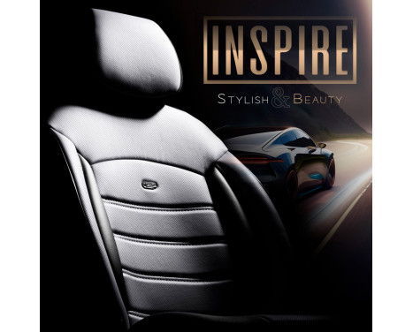 Universal Full Leather Seat Cover Set 'Inspire' Black/Grey - 11-piece, Image 9