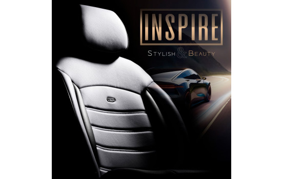 Universal Full Leather Seat Cover Set 'Inspire' Black/Grey - 11-piece, Image 9