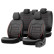 Universal Full Leather Seat Cover Set 'Inspire' Black + Red edge - 11-piece