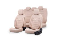 Universal Full Leather Seat Cover Set 'Inspire' Cream - 11-piece