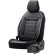 Universal Leather/Cloth Seat Cover Set 'Comfortline' Black/Grey + White edge - 11-piece, Thumbnail 2