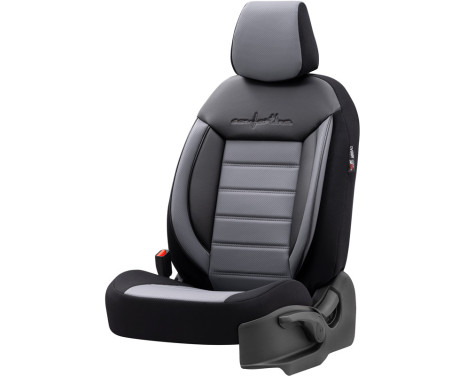 Universal Leather/Cloth Seat Cover Set 'Comfortline' Black/Grey, Image 2