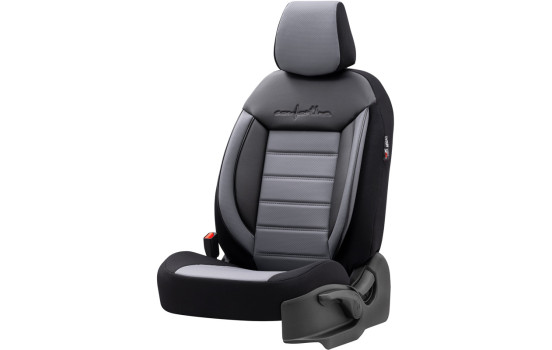 Universal Leather/Cloth Seat Cover Set 'Comfortline' Black/Grey, Image 2