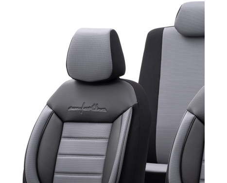 Universal Leather/Cloth Seat Cover Set 'Comfortline' Black/Grey, Image 4