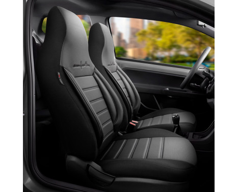 Universal Leather/Fabric CityBug Seat Cover Set Comfortline Black/Grey - 9-piece