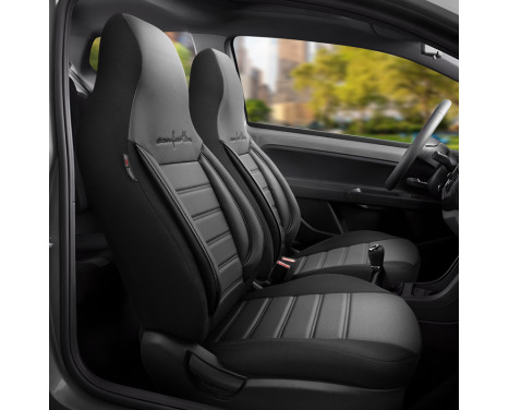 Universal Leather/Fabric CityBug Seat Cover Set Comfortline Black/Grey - 9-piece, Image 4