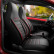 Universal Leather/Fabric CityBug Seat Cover Set Comfortline Black/Red - 9-piece