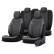 Universal Linen/Leather/Fabric Seat Cover Set 'Throne' Black/Gray - 11-piece - suitable for Side-A