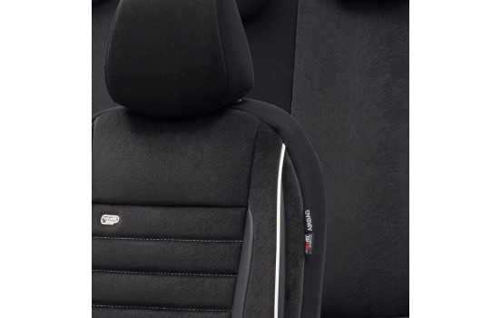 Universal Velours/Cloth Seat Cover Set 'Royal' Black + White edge - 11-piece - suitable for Side, Image 3