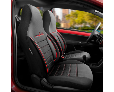 Universal Velours/Fabric CityBug Seat Cover Set Comfortline Black/Red - 9-piece