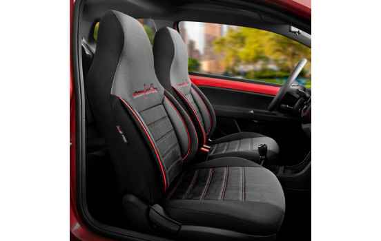 Universal Velours/Fabric CityBug Seat Cover Set Comfortline Black/Red - 9-piece