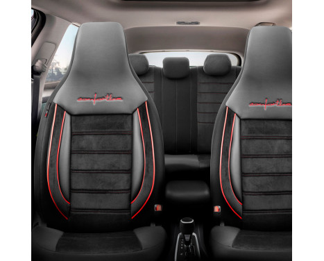 Universal Velours/Fabric CityBug Seat Cover Set Comfortline Black/Red - 9-piece, Image 2