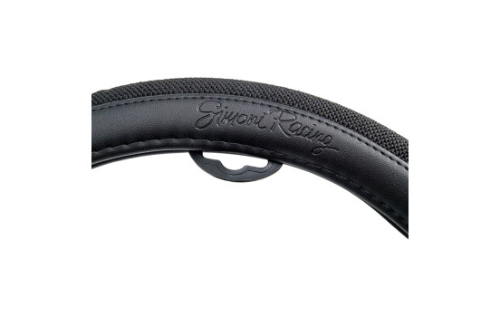 Simoni Racing Steering Wheel Cover 500 - Black Eco-Leather/Cotton - 37-39cm, Image 2