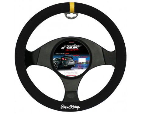 Simoni Racing Steering wheel cover Carrera Look Black/Yellow Suedine