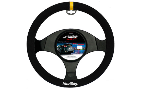 Simoni Racing Steering wheel cover Carrera Look Black/Yellow Suedine, Image 2