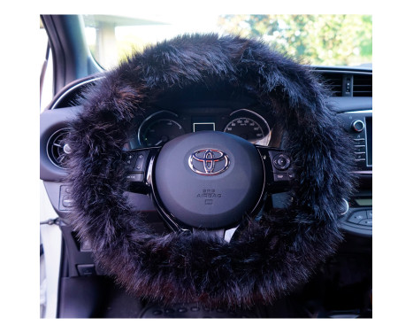 Simoni Racing Steering Wheel Cover Fluffy Fur Black, Image 2