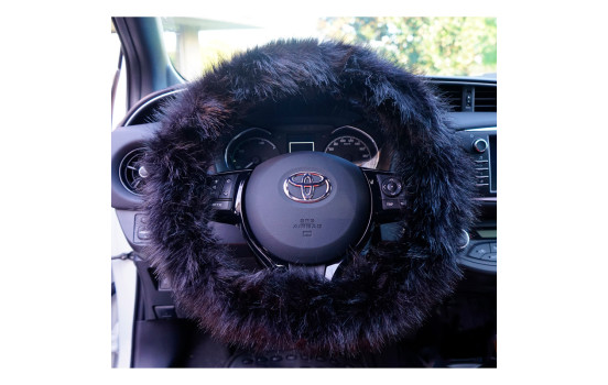 Simoni Racing Steering Wheel Cover Fluffy Fur Black, Image 2