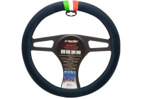 Simoni Racing Steering Wheel Cover Pretty - Black Eco-Leather & Italian Flag - 37-39cm