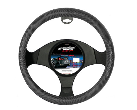 Simoni Racing Steering Wheel Cover Stainless Steel Nero - 37-39cm - Black Carbon-Look