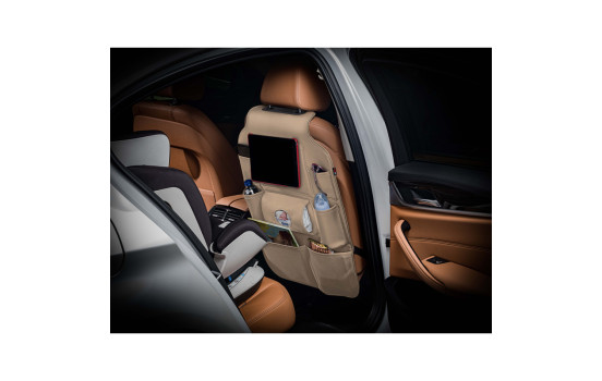 Universal Car Seat Organizer - Beige PVC Leather, Image 2