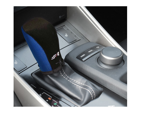 Simoni Racing Gear Shift Knob Cover - Black/Blue + SR Logo, Image 2