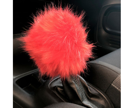 Simoni Racing Gear Shift Knob Cover Fluffy Fur - Red, Image 2