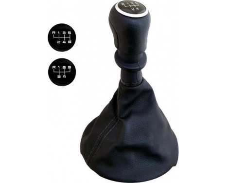 Simoni Racing Gear Shift Knob OEM Volkswagen Transporter T5/T6 - Black Leather + 2 Shift Patterns