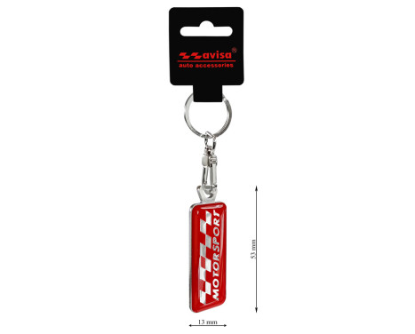 Stainless steel key ring - 'Motorsport' Red, Image 3