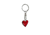 Stainless steel keyring - 'Heart' Red