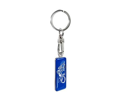 Stainless steel keyring - 'Moto' Blue