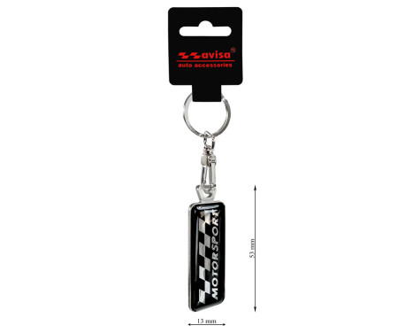 Stainless steel keyring - 'Motorsport' Black, Image 3