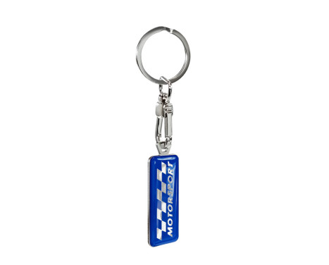 Stainless steel keyring - 'Motorsport' Blue