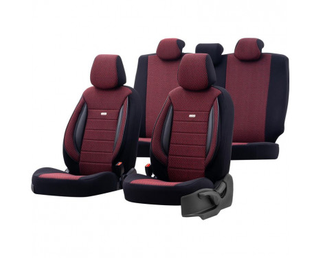 Fabric seat cover set 'SelectedFit Sports' Black / Red - 11-piece