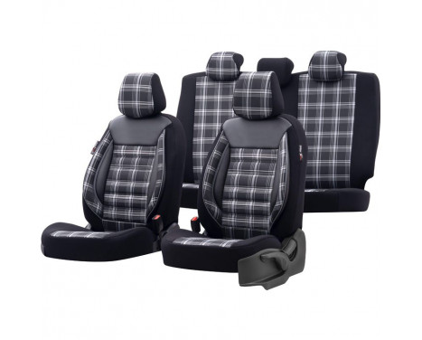 otoM Fabric Seat Cover Set 'Sports' - Black / Gray - 11-piece