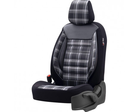 otoM Fabric Seat Cover Set 'Sports' - Black / Gray - 11-piece, Image 2