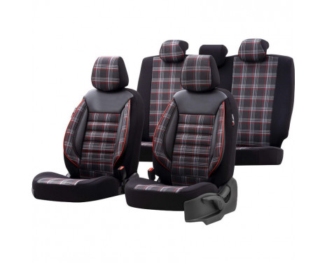 otoM Fabric Seat Cover Set 'Sports' - Black / Red - 11-piece